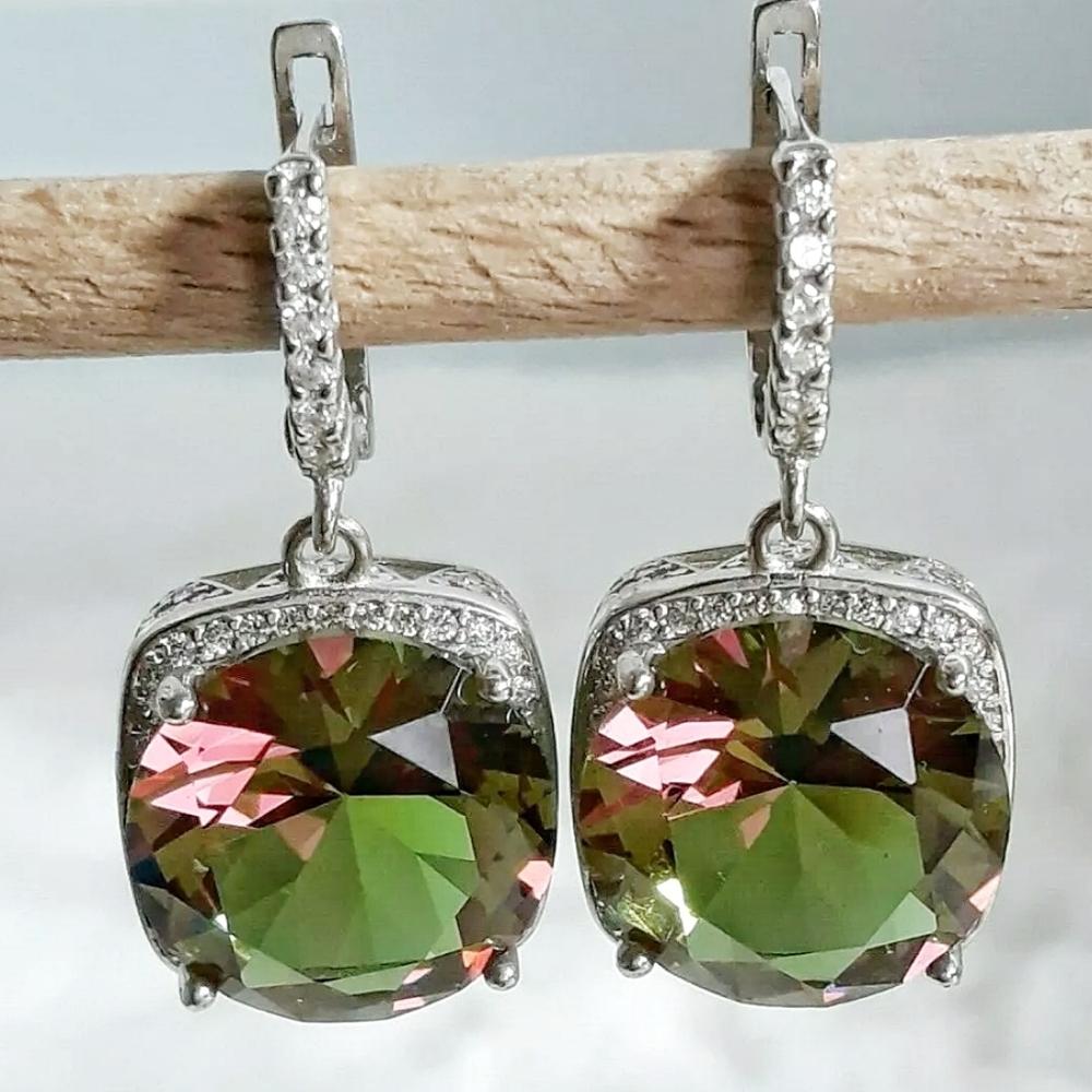Massive 13.7 tcw Color Changing Diaspore Earrings
